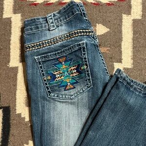 Cowgirl Tuff Bold Aztec jeans- bootcut